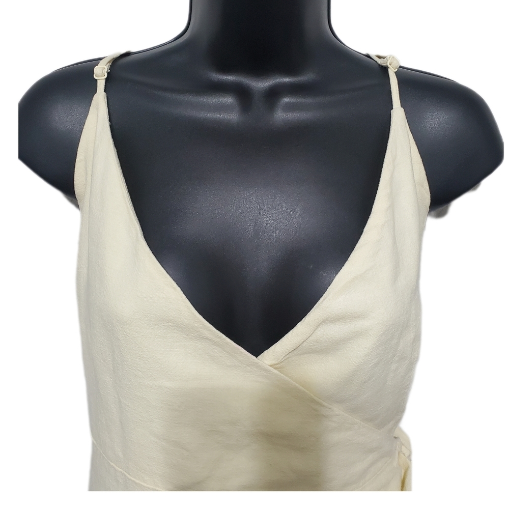 Urban Outfitters ‘Flashing Lights’ Linen Wrap Midi Dress Size Large - Picture 3 of 12